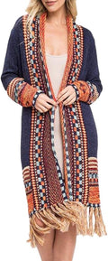 FERBIA Women Boho Cardigan Sweater - Long Open Front Maxi Knit