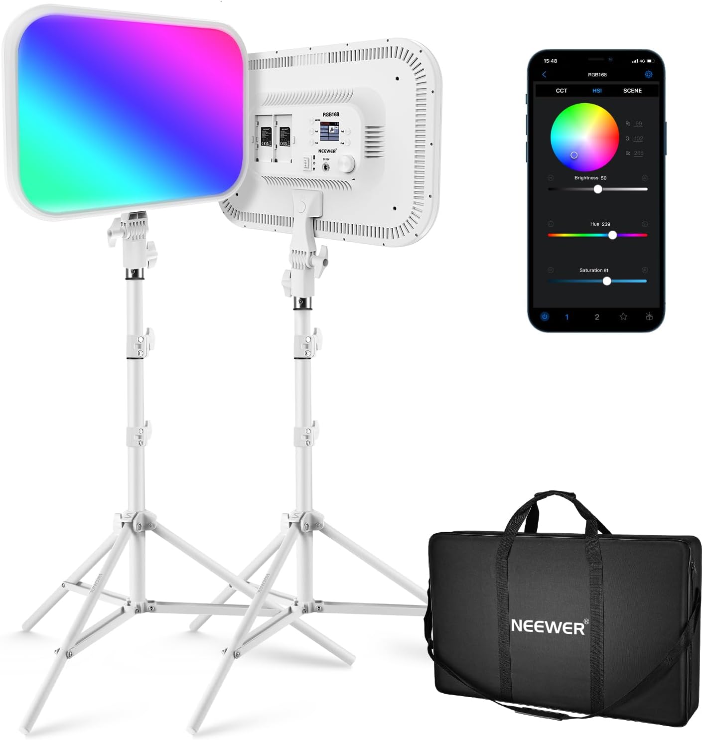 Neewer 18.3ft' RGB LED Video Light Panel Kit for Creators