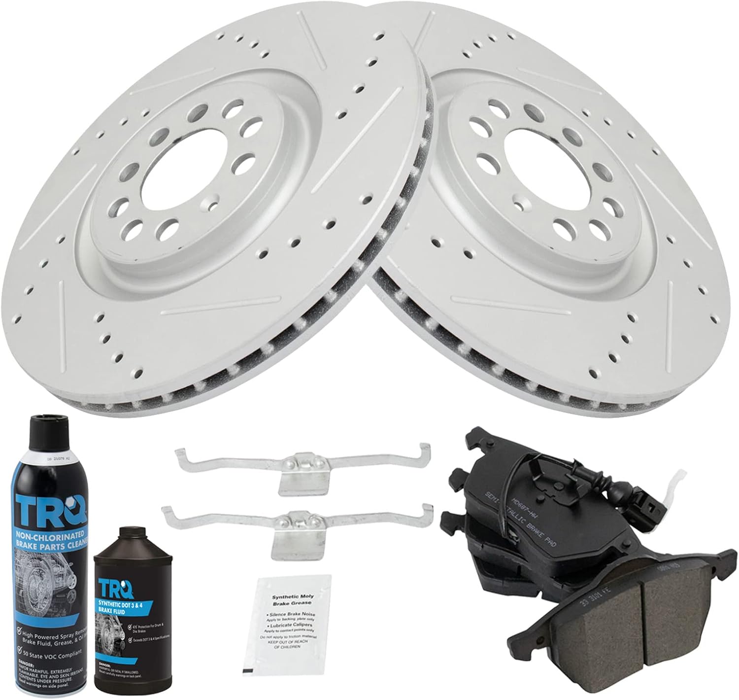 TRQ Brake Performance Rotor Metallic Pad Front Kit for VW