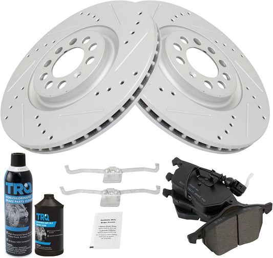 TRQ Brake Performance Rotor Metallic Pad Front Kit for VW