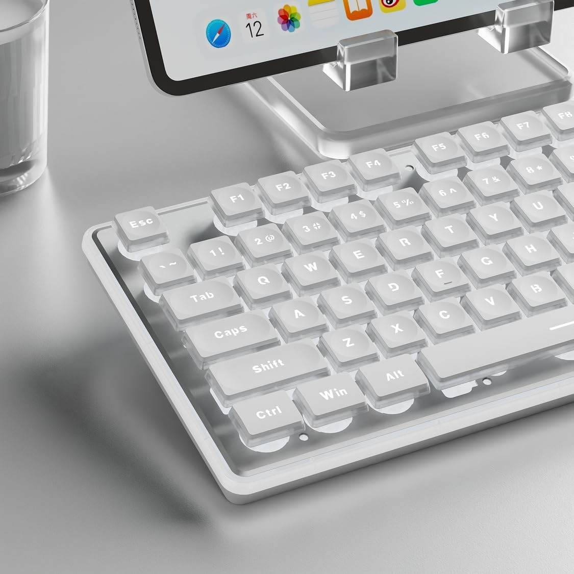 EWEADN F98 Wired Keyboard with Smart Display & Knob for PC