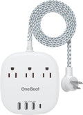 20W USB C Power Strip with 3 Outlets and 4 USB Ports - Travel Ready