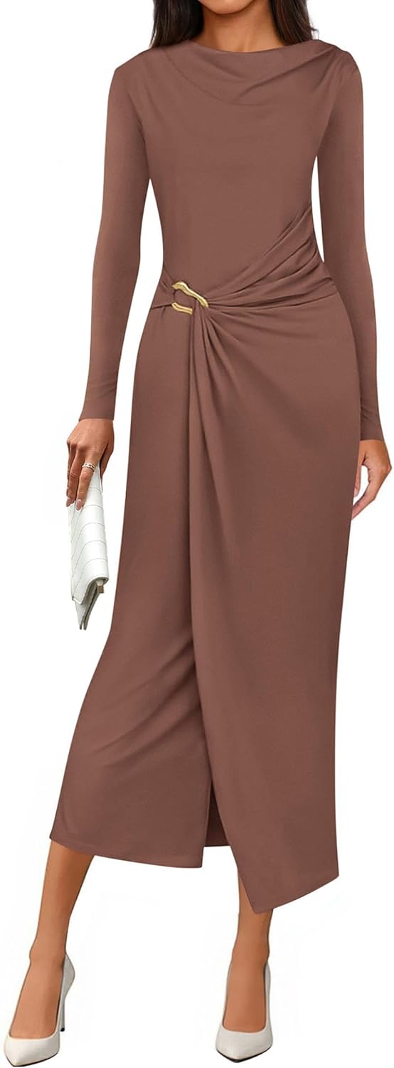 Elegant Long Sleeve Bodycon Midi Dresses for Fall Weddings