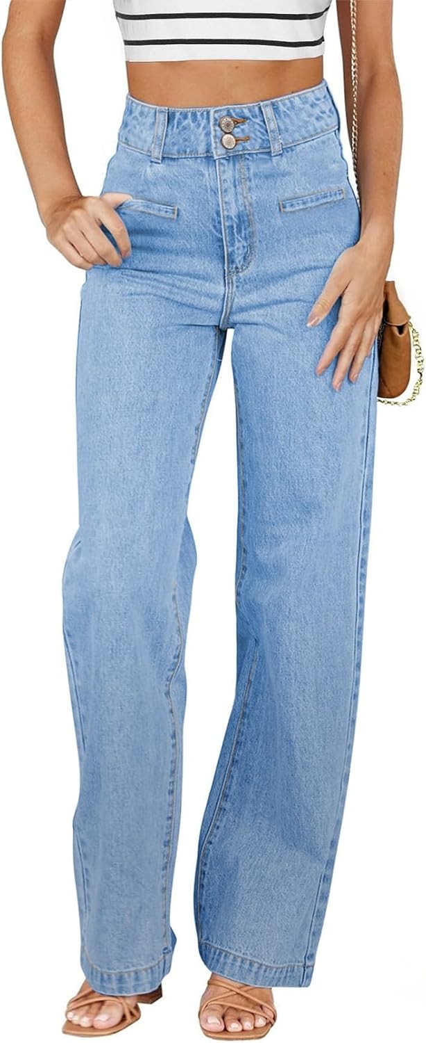 High Waisted Straight Leg Stretchy Jeans for Women - Trendy Fit