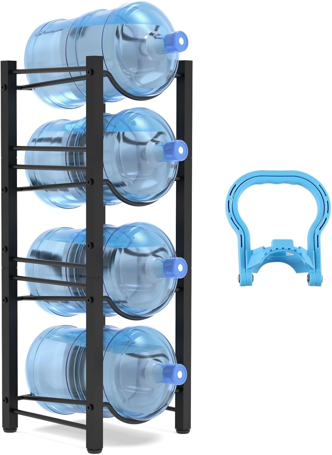4 Tier Water Bottle Holder Storage Rack for 5 Gallon Jugs