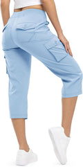 Womens Cargo Capris Cropped Cotton Hiking Pants - Quick Dry Fit