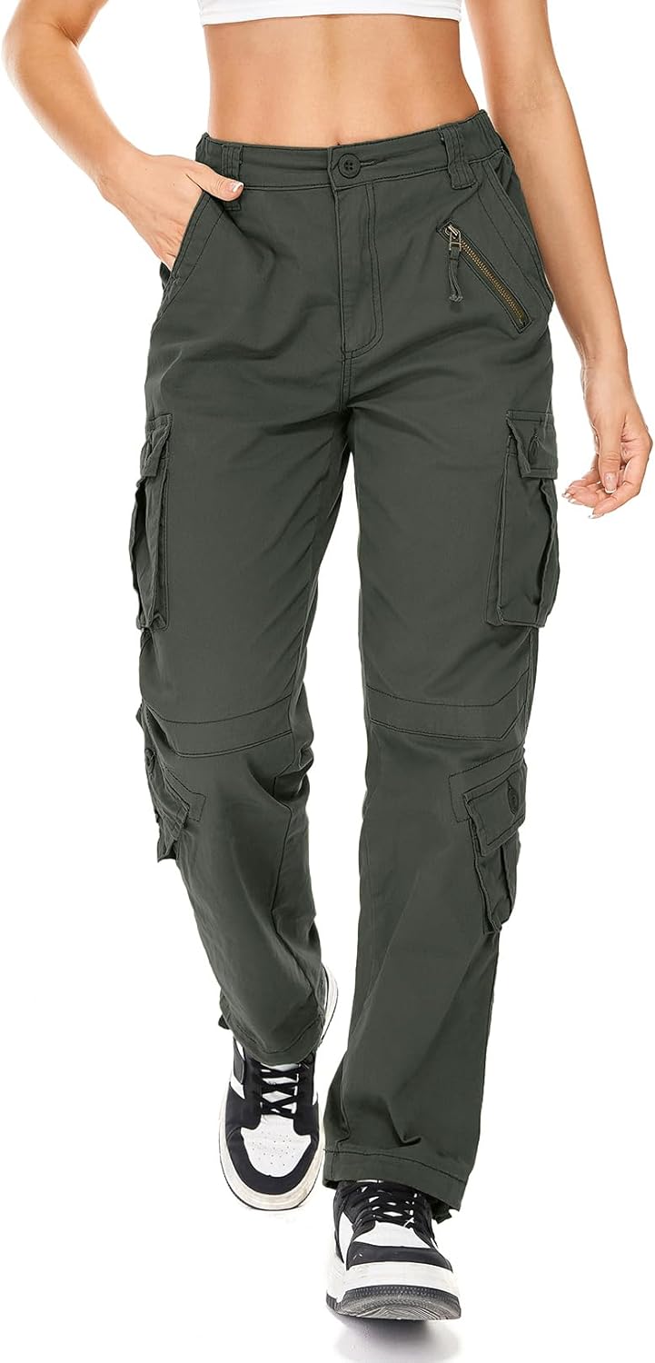 Womens Cargo Army Combat Work Pants with 8 Pockets for Comfort