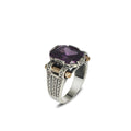 Handmade Men's Vintage Style 925 Sterling Silver Amethyst Ring - Bold
