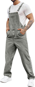 Men's Denim Bib Overall Jumpsuit - Slim Fit Workwear Romper
