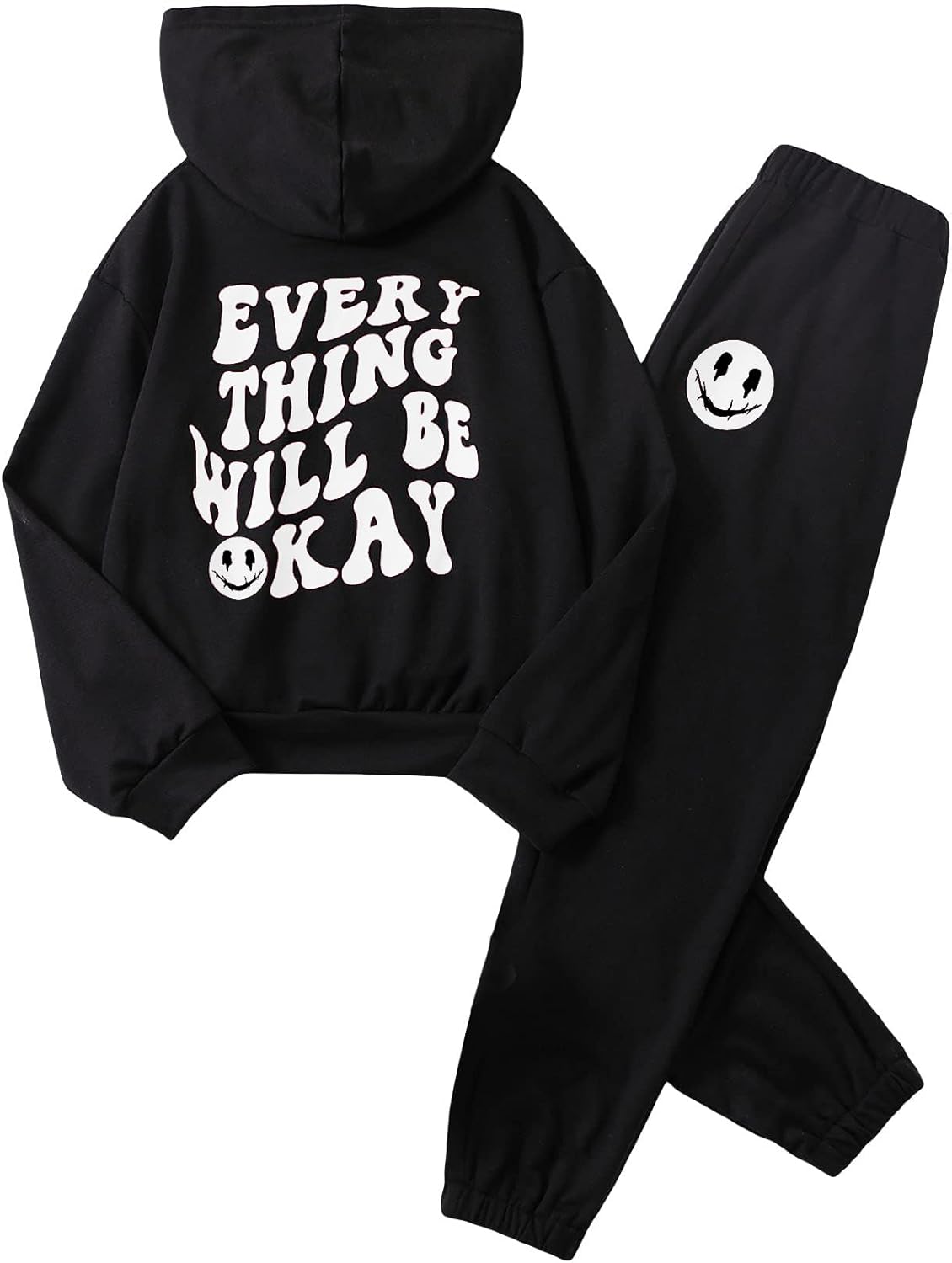 SOLY HUX Girl's Casual Graphic Long Sleeve Hoodies Set