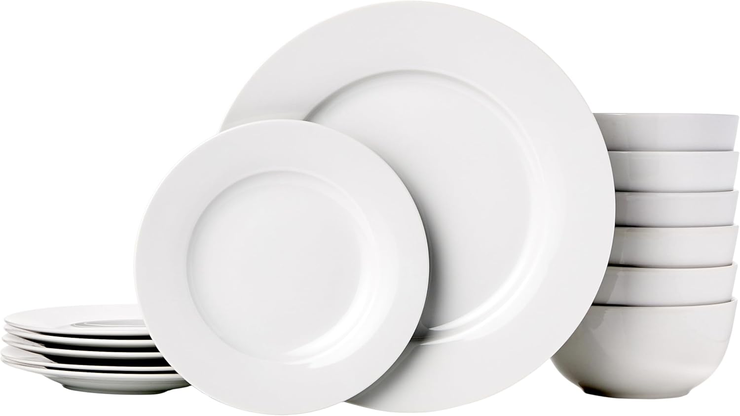 Durable 18-Piece Kitchen Dinnerware Set for 6, White Plates & Bowls