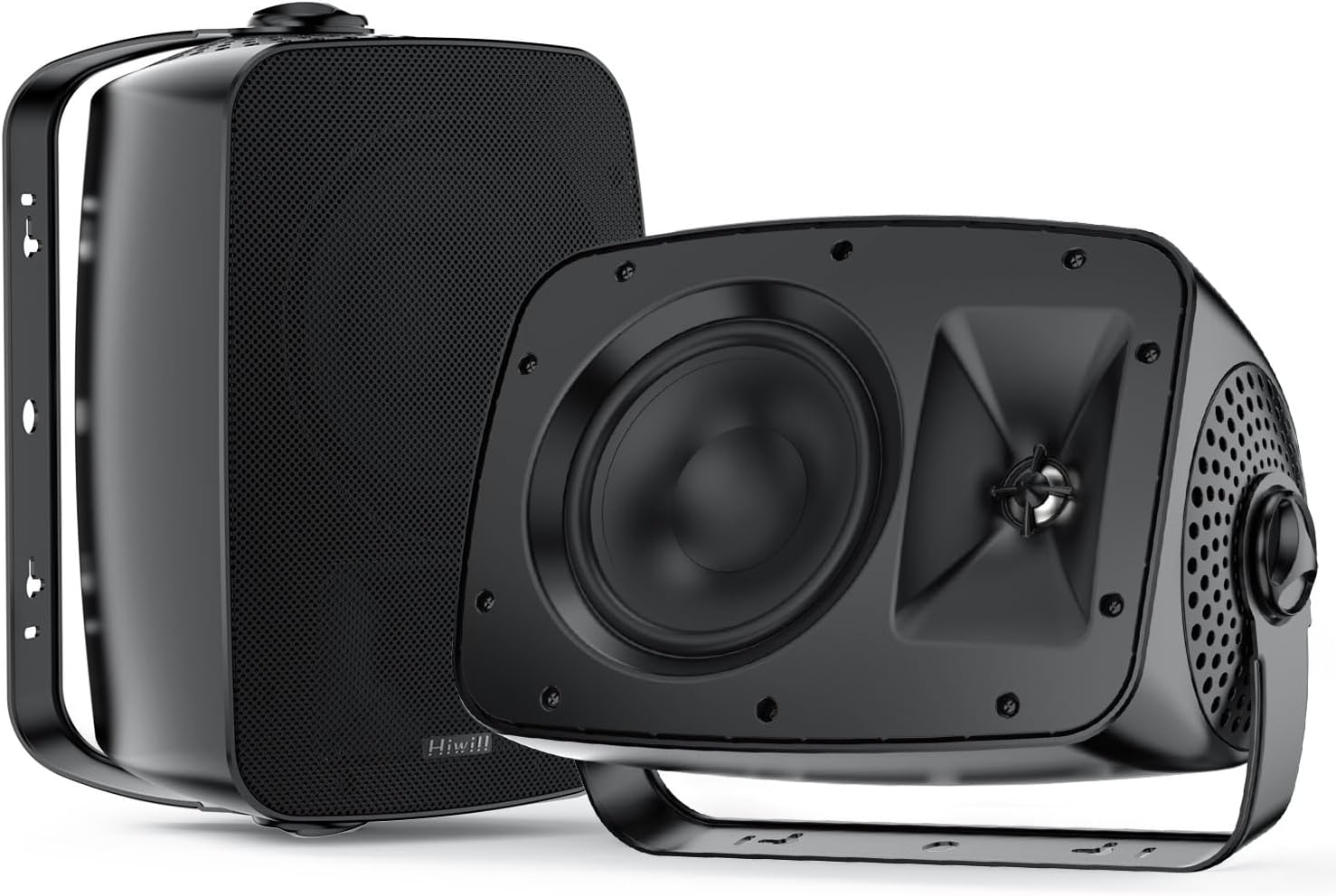 Hiwill Waterproof Outdoor Speaker Pair: Broad Sound, Power Bass
