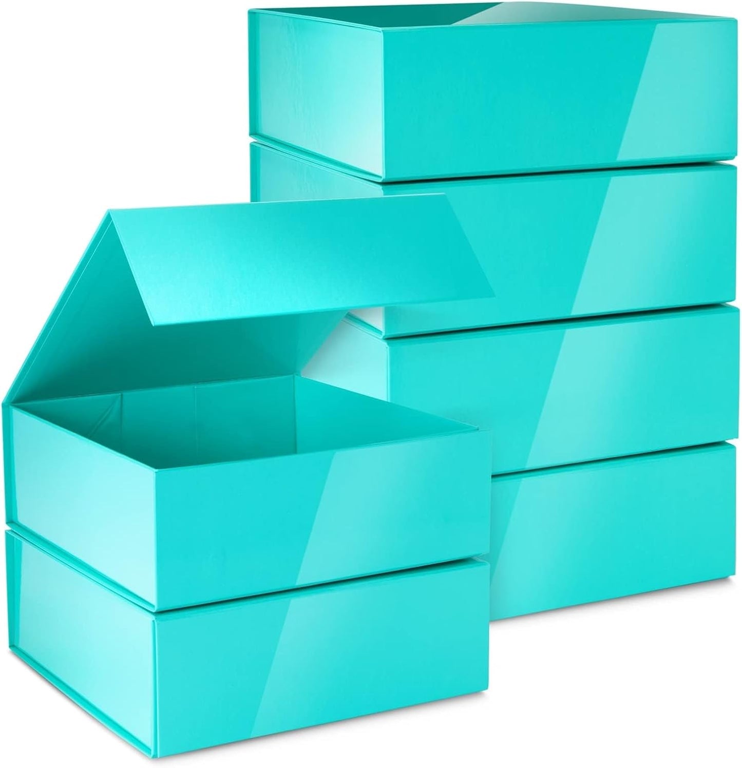 Elegant Glossy Teal Gift Boxes with Magnetic Closure for Presents