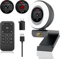 Angetube Webcam 2K Streaming Webcam with Ring Light - Clear Video
