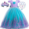 Girls Teal Mermaid Princess Dress with Oversized Bow
