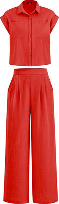 Womens 2 Piece Summer Set - Cap Sleeve Top & Palazzo Pants