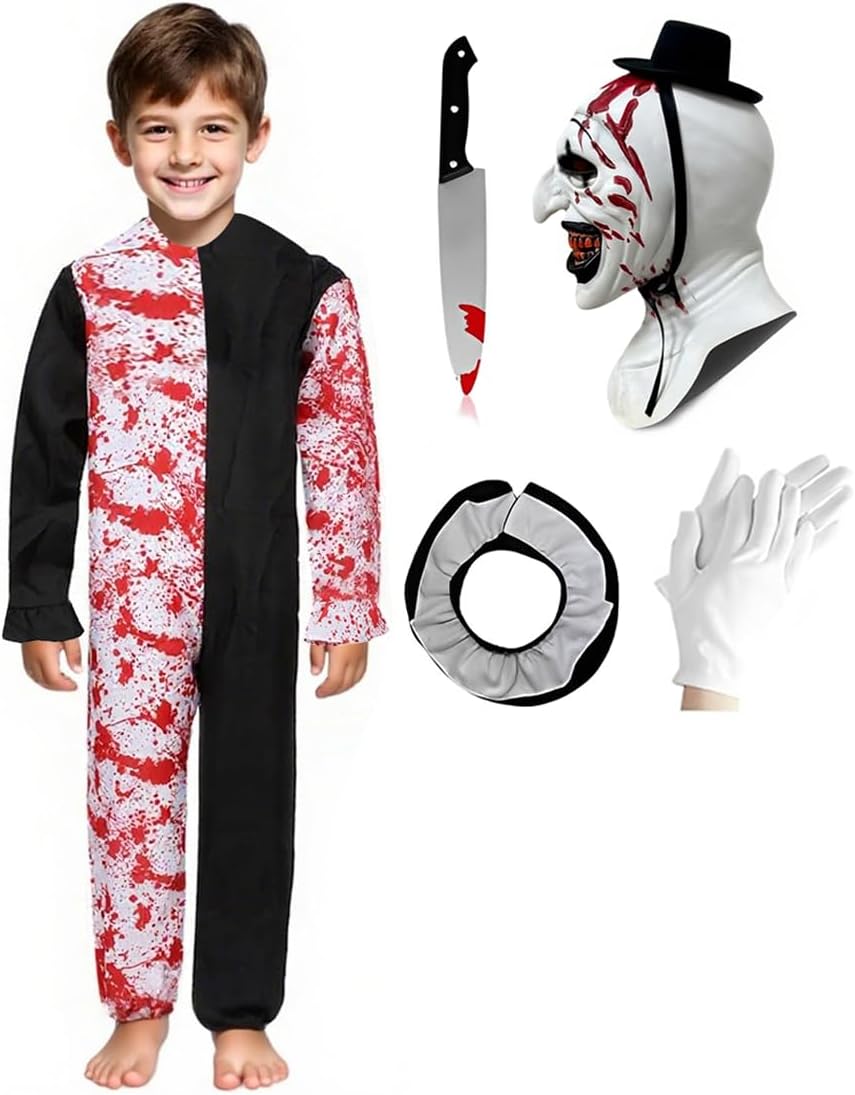 Kids Terrifying Clown Costume Mask for Halloween Fun
