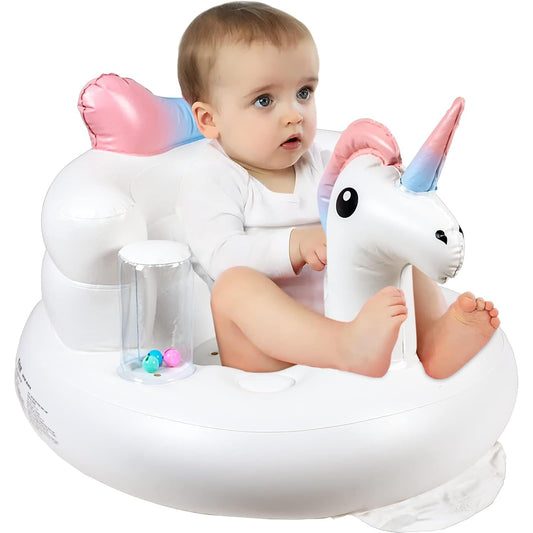 Dwenles Inflatable Baby Seat - Sit Me Up Floor Chair for Learning & Feeding - Unicorn