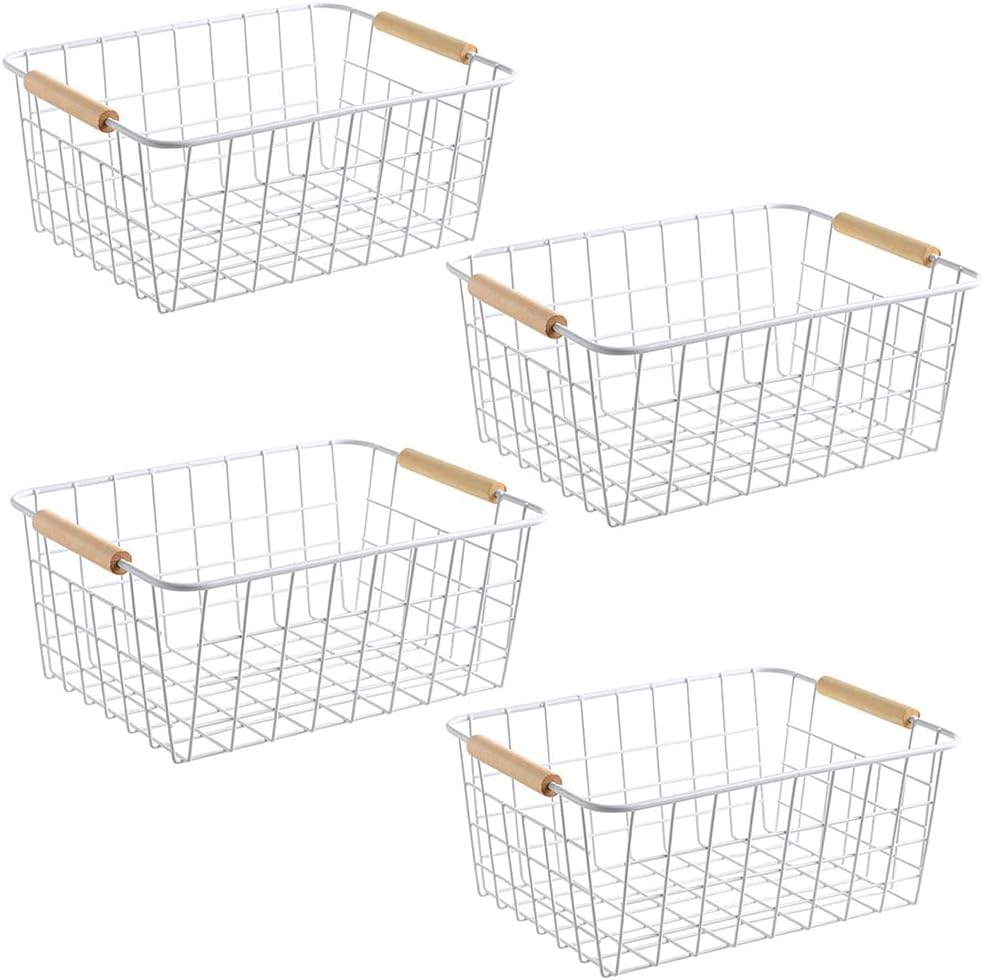 LeleCAT White Wire Baskets for Organizing Your Kitchen Space