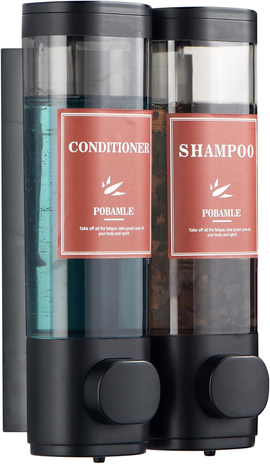 Shower Gel Holder: No Drill, Wall-Mounted 2 Chamber Dispenser