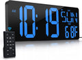 Large Digital Wall Clock with Remote Control 17.2 in LED Display