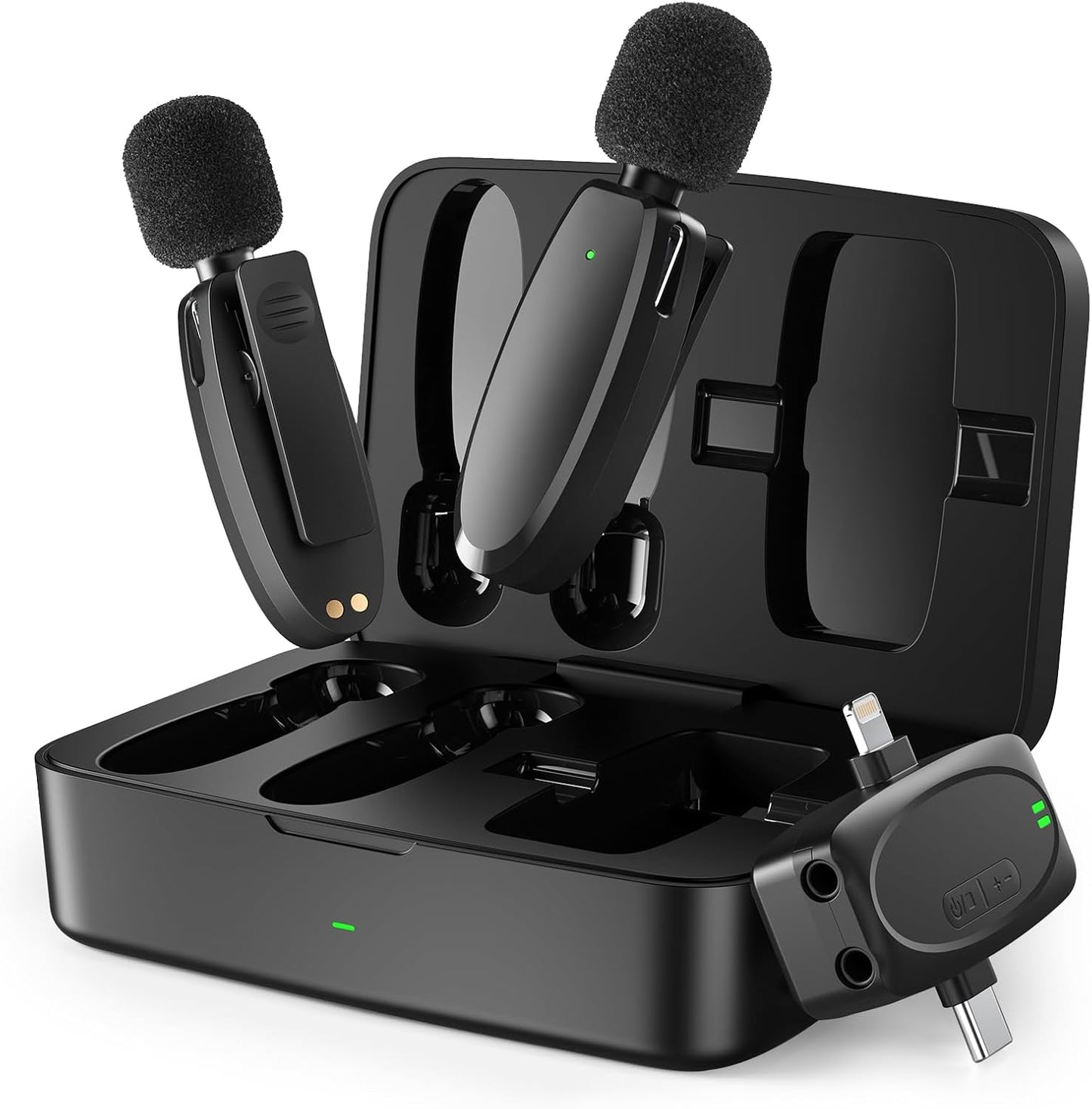 3 in 1 Wireless Lavalier Microphone for iPhone and Android Use