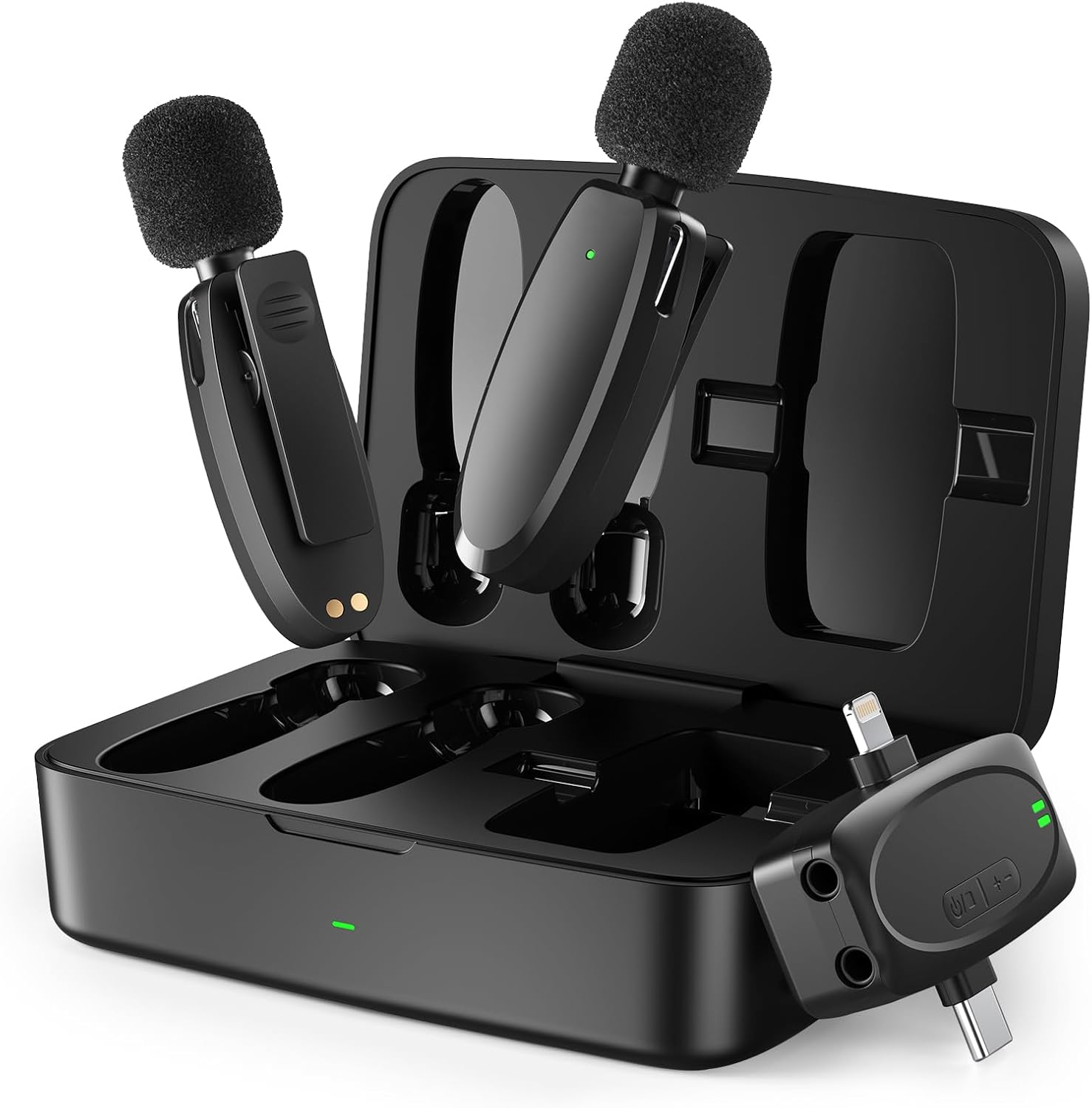 3 in 1 Wireless Lavalier Microphone for iPhone and Android Use