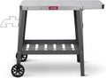 Outdoor Grill Cart Pizza Oven Table with Wheels - Stainless Steel Prep