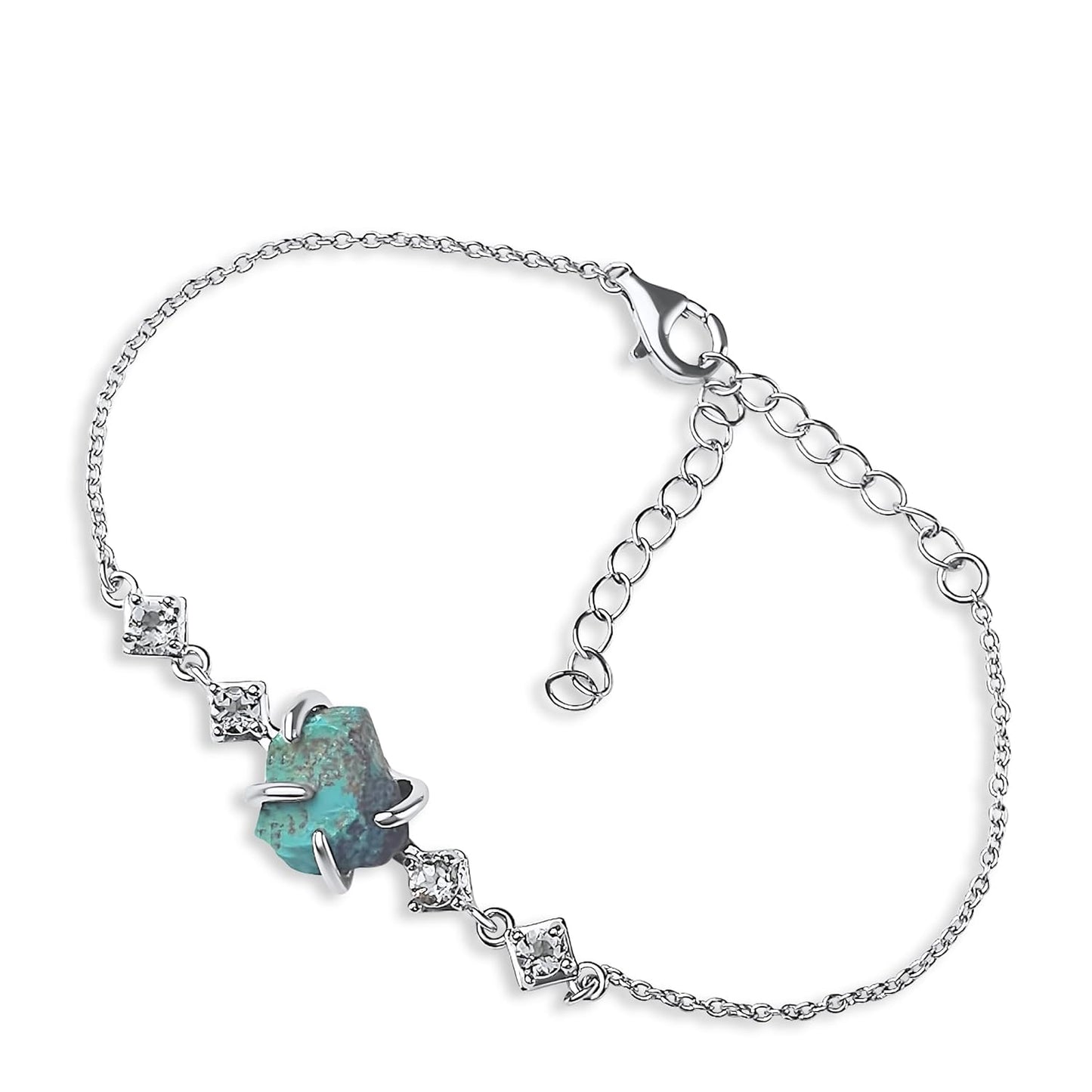 Raw Chrysocolla Chain Bracelet Birthstone Gift for Her
