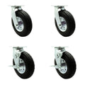 Service Casters 8 Inch Rubber Wheels Set of 4 - Durable Pneumatic