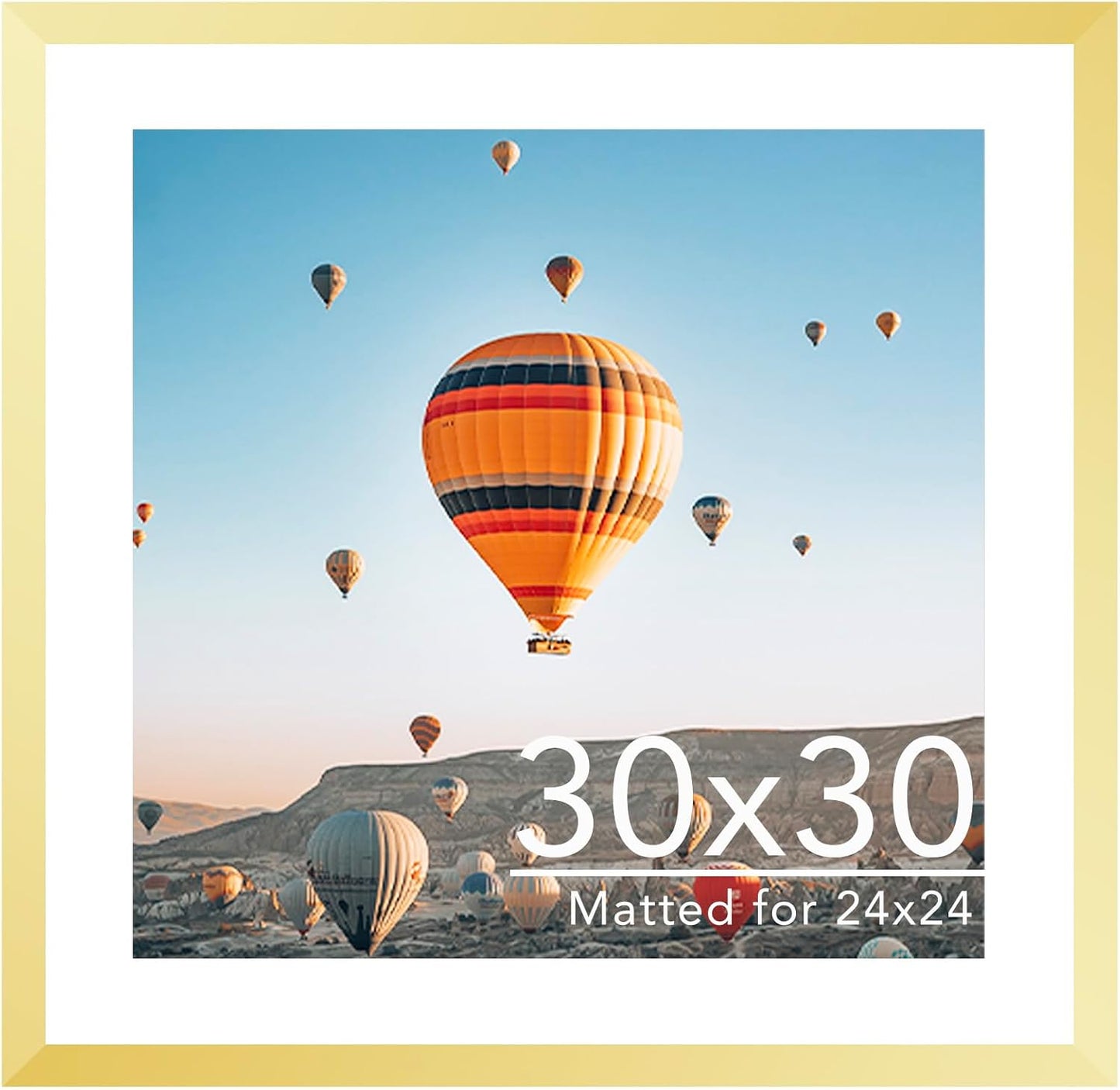 30x30 Picture Frame Gold with 24x24 Mat for Stylish Display