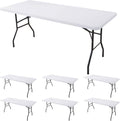 Spandex Table Cover Fitted 4ft Rectangular Tables - 6 Pack White