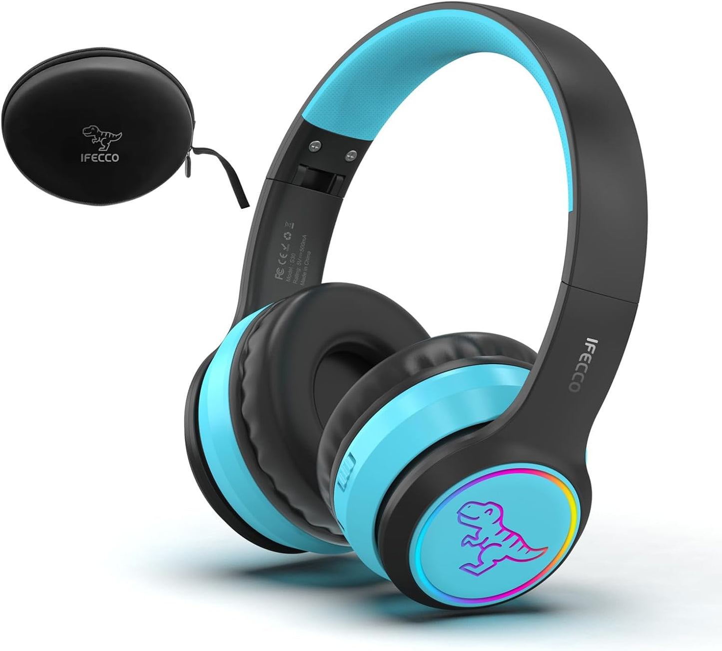 Light Up Dinosaur Kids Headphones - Fun & Wireless!