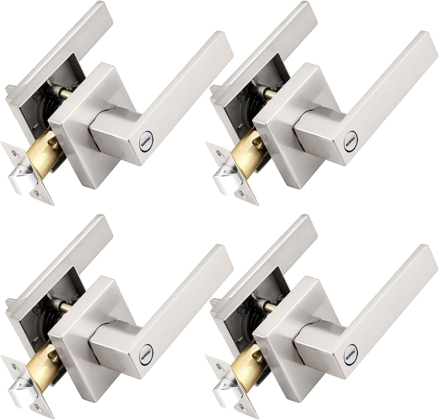 Probrico Interior Brushed Nickel Door Handle Set for Privacy