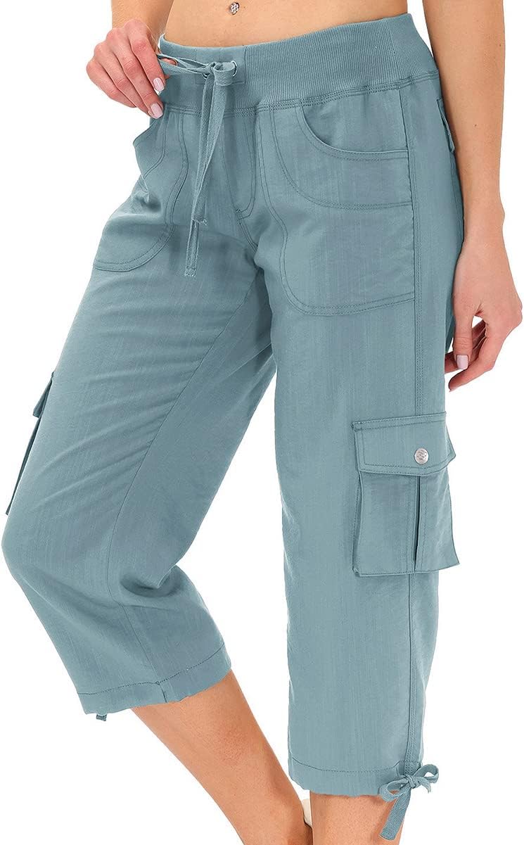 MoFiz Women's Cargo Capris Hiking Pants for Outdoor Activities