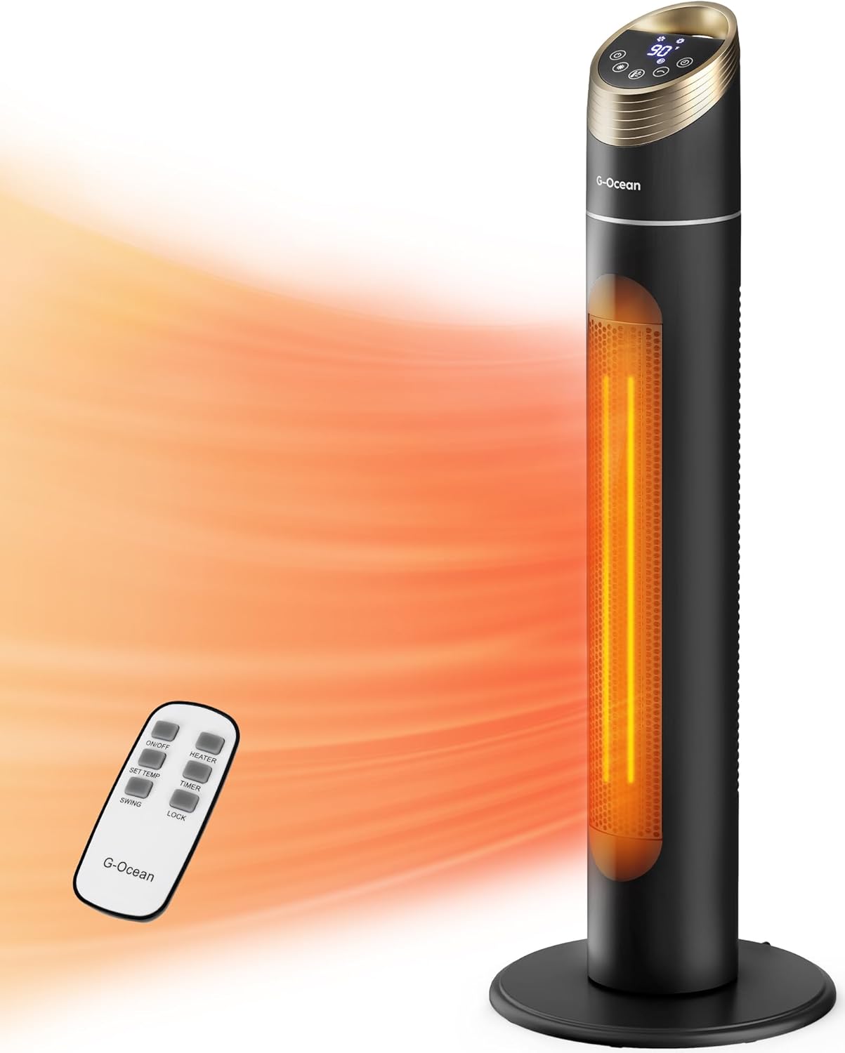34 Quiet Ceramic Tower Heater: Powerful Heat, Remote Control, Safety Features - Ideal for Large Rooms! 