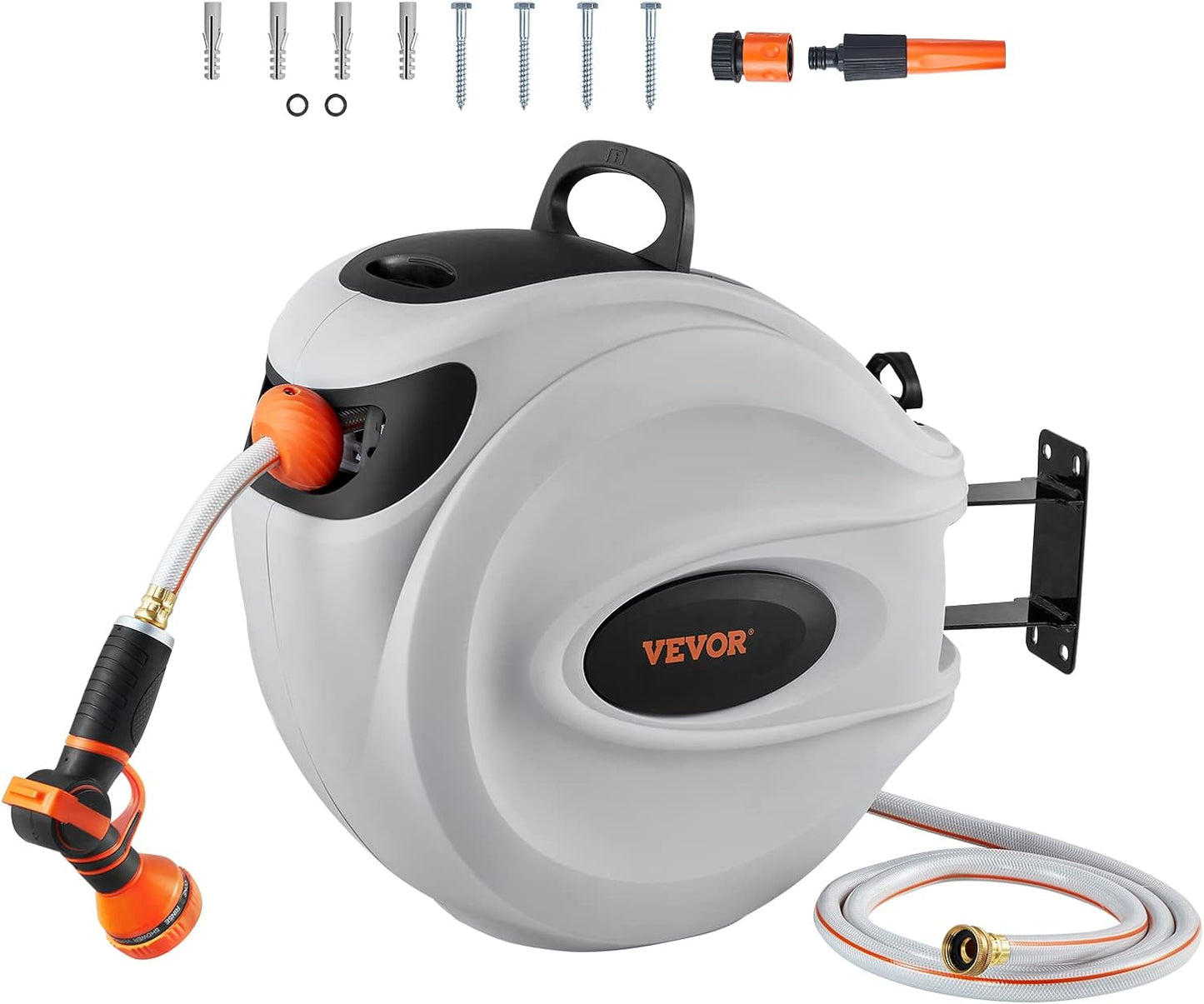 VEVOR Retractable Hose Reel with 84 ft Hose and 9-Pattern Nozzle