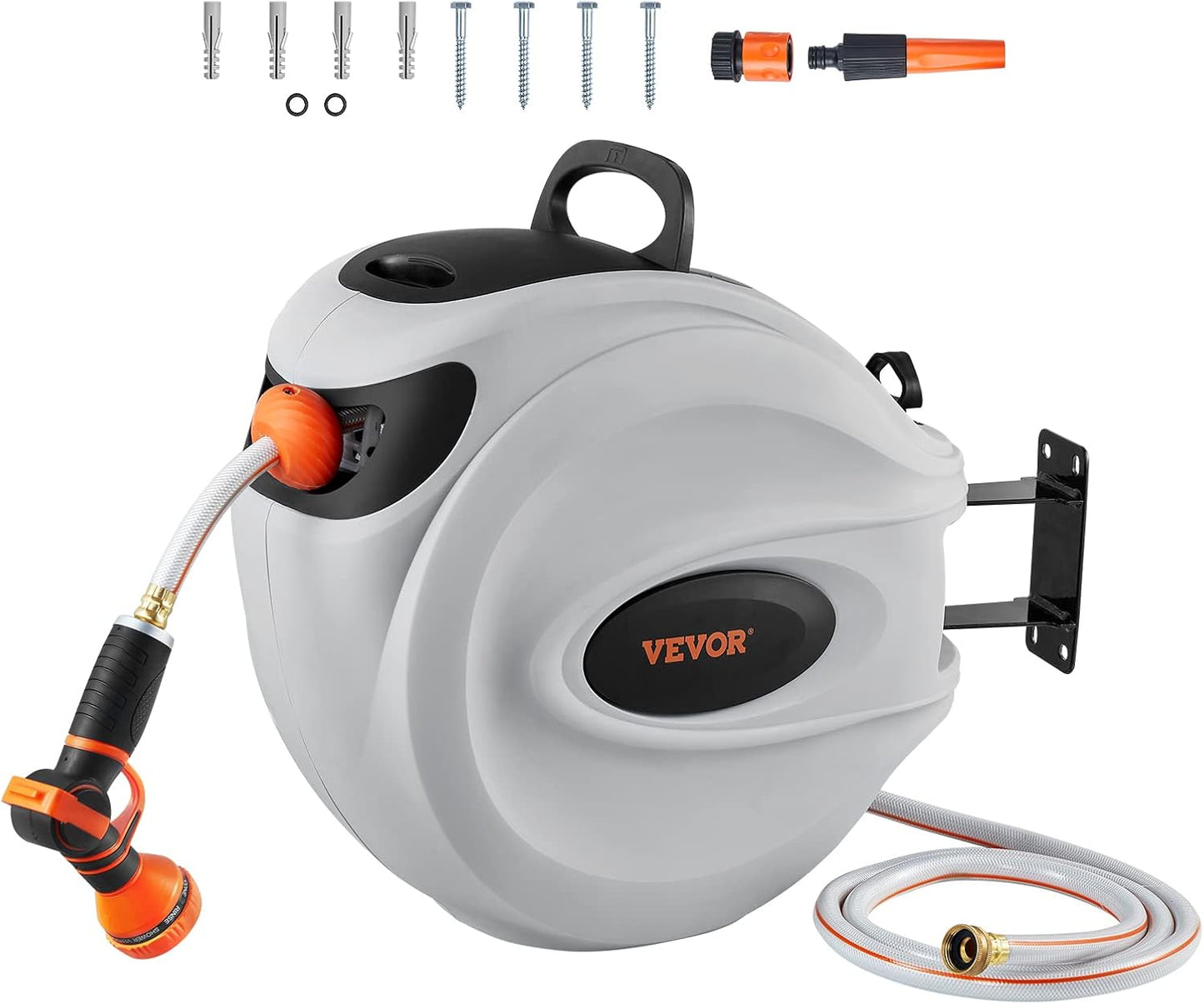 VEVOR Retractable Hose Reel with 130 ft Hose and 9-Pattern Nozzle