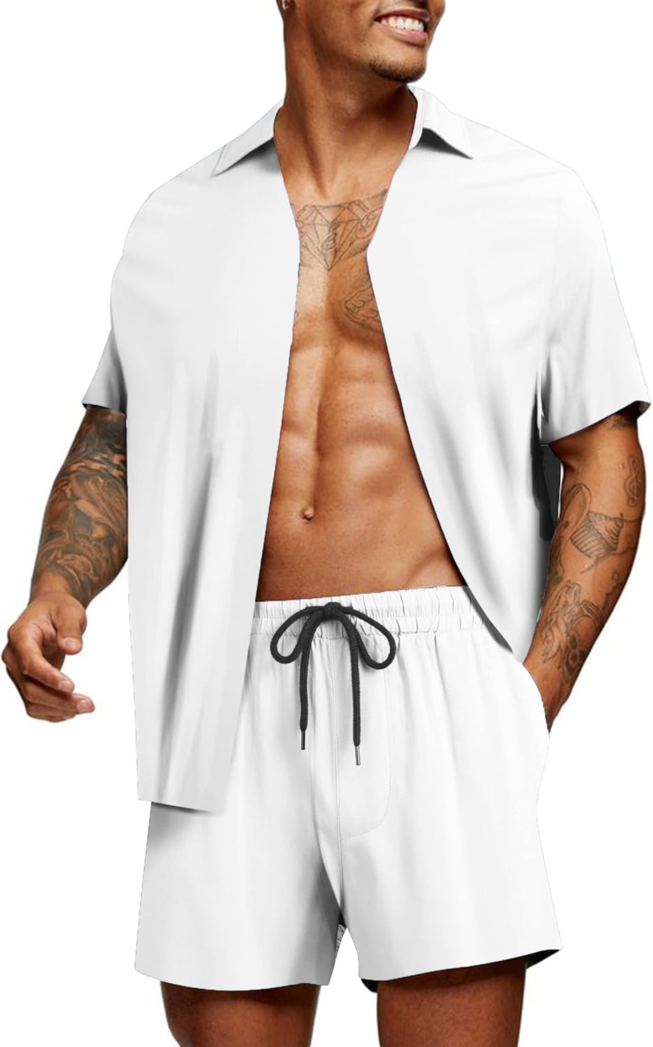 COOFANDY Men's Hawaiian Matching Set for Summer Beach Fun