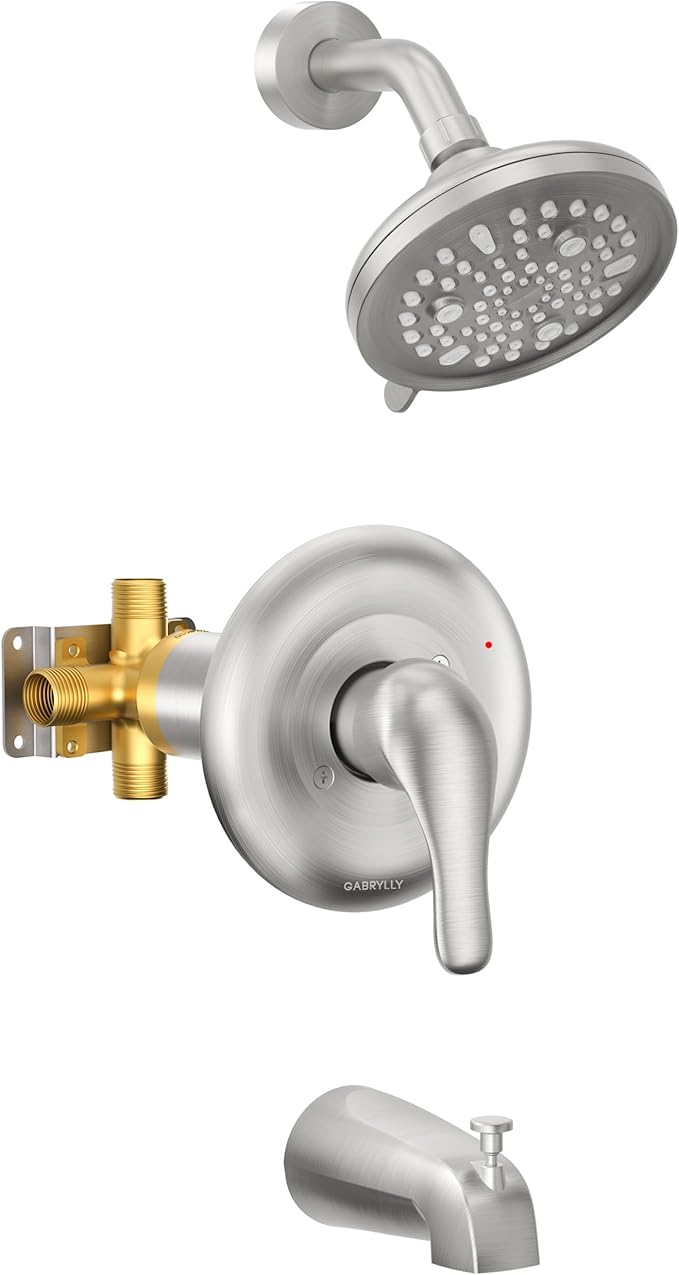 Gabrylly Tub Shower Faucet Set with 9-Setting Rain Shower Head