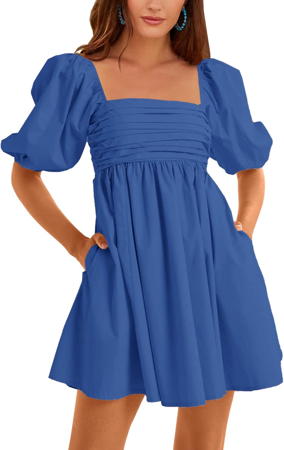 Ebifin Womens Square Neck Dresses for Chic Casual Style