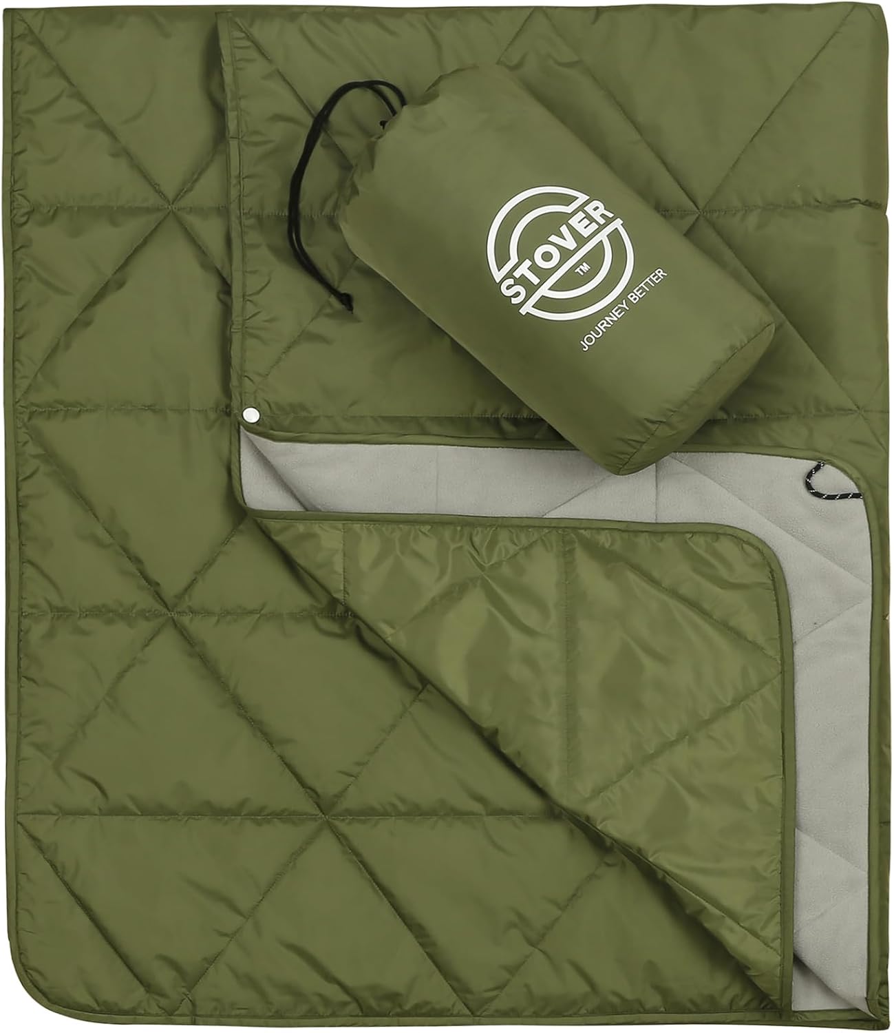 STOVER Waterproof Fleece Blanket 79x55 Olive Green