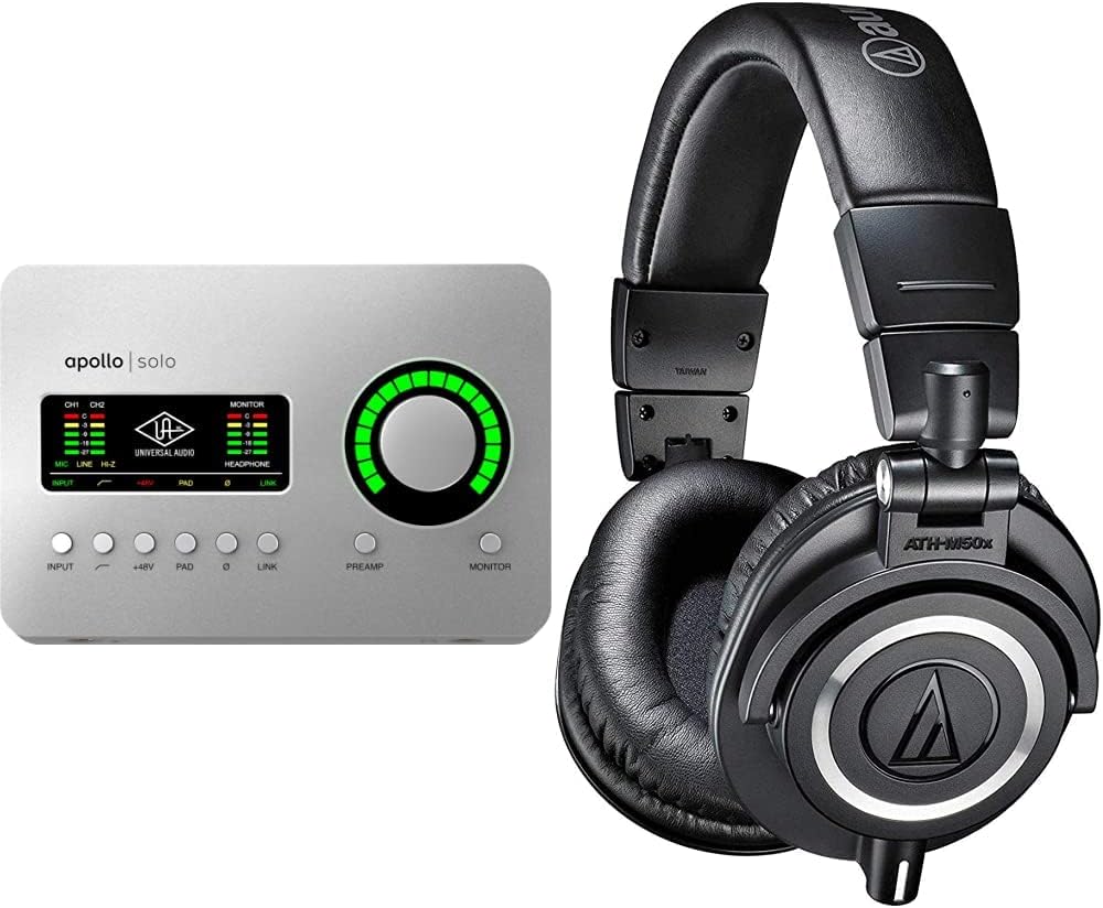 Universal Audio Apollo Solo Heritage Edition with ATH-M50X Headphones