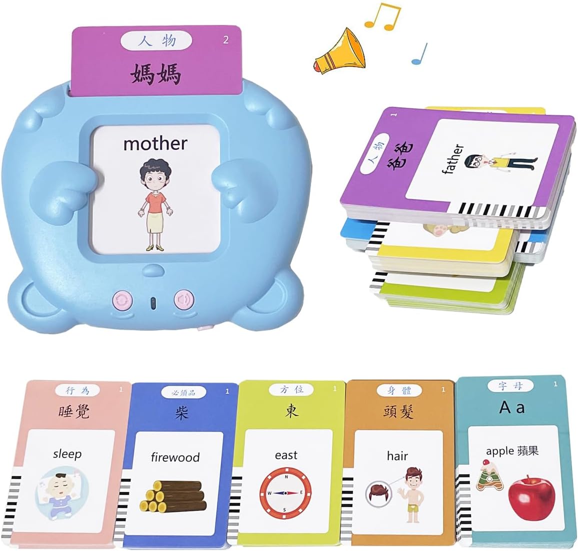 Cantonese Mandarin English Talking Flash Cards for Toddlers