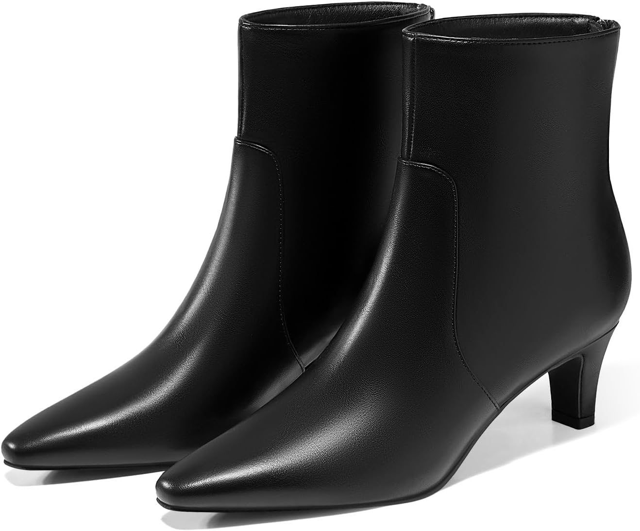 Coutgo Womens Low Kitten Heel Short Boots for Fall Fashion