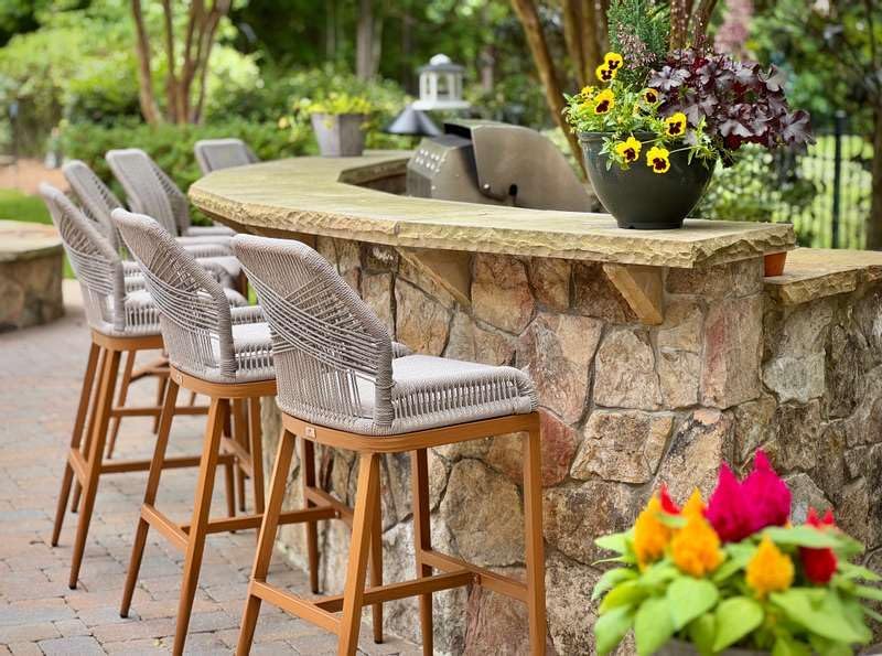 Modern Outdoor Counter Height Bar Stools Set of 2 with Backrest