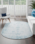 Unique Loom Sofia Collection Area Rug - Casino Oval Light Blue/ Ivory