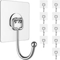 Large Hooks for Hanging Heavy-Duty 44lb(Max) 10 Pack - Removable Clear