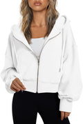 Trendy Queen Full Zip Up Cropped Hoodies for Women 2025