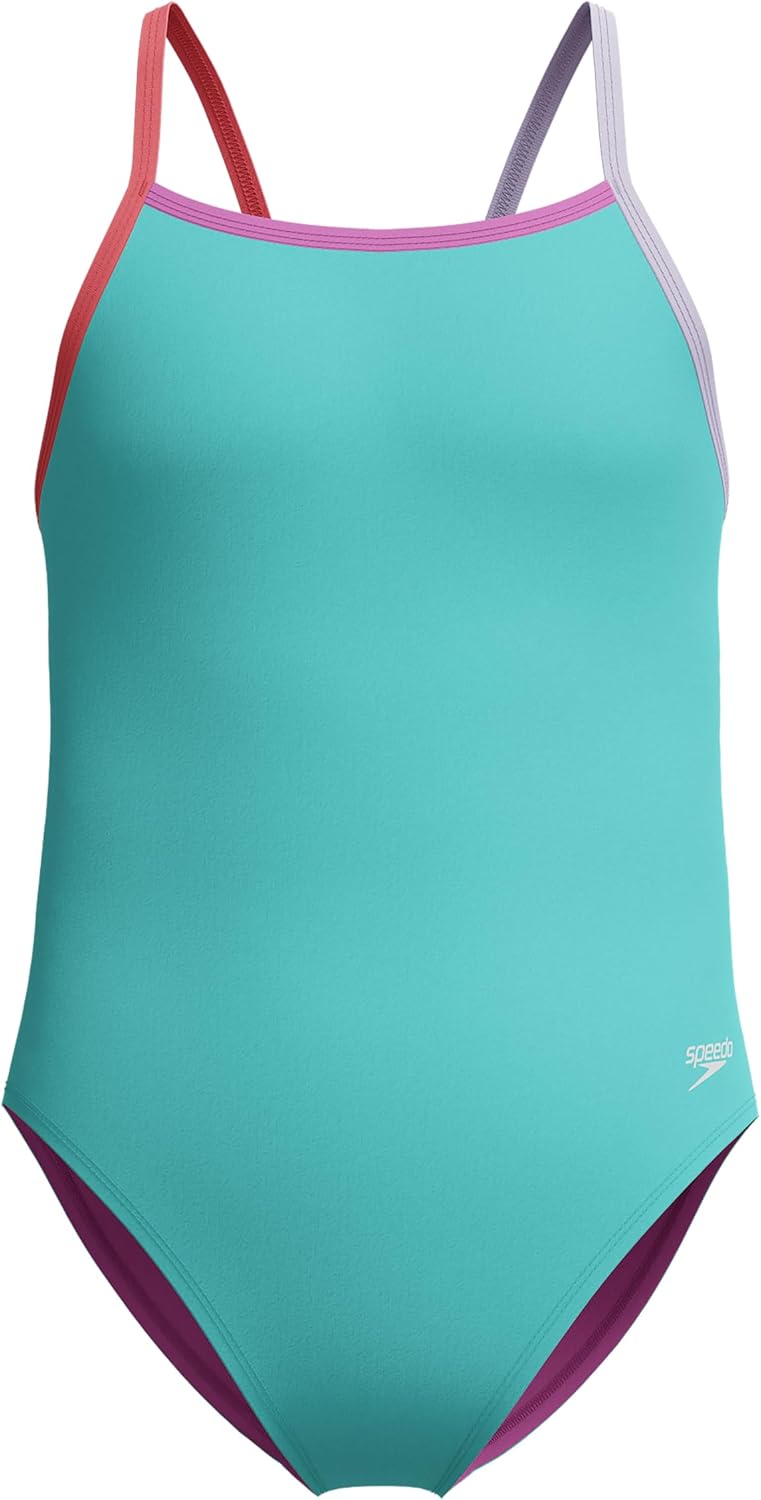 Speedo Girl's One Piece Swimsuit with Thin Straps for Comfort